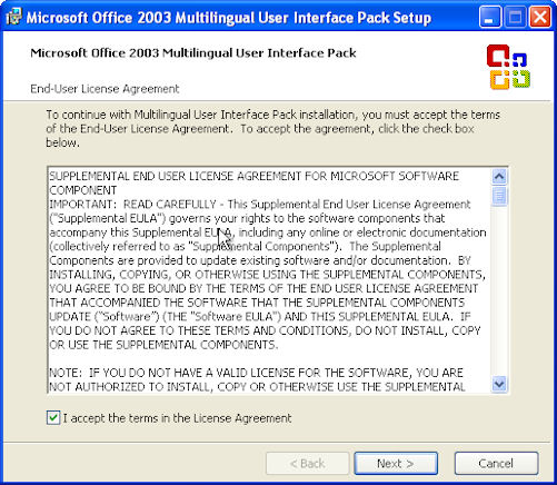 Licence Agreement Dialogbox