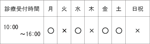 診療日・時間です