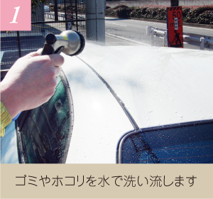 1.ゴミやホコリを水で洗い流します