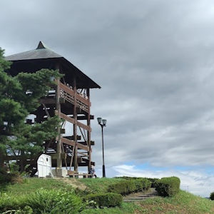 物見やぐらと田んぼ