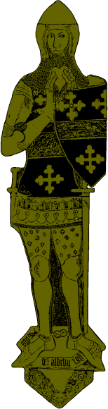 FIG. 26.--Brass, of Sir William de Aldeburgh at Aldborough, Yorks. Arms: Azure, a fesse argent between three cross crosslets or. (From a rubbing by Walter J. Kaye.)