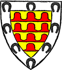 FIG. 41.--Arms of William de Ferrers, Earl of Derby: Vairé, or, and gules, a bordure argent, charged with eight horseshoes sable. (From a drawing of his seal, MS. Cott. Julius, C vii.)