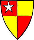 FIG. 205.--Arms of De Vere, Earls of Oxford: Quarterly gules and or, in the first quarter a mullet argent.