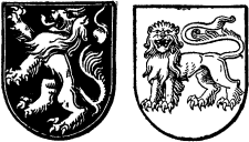 FIG. 280.--Lion rampant and lion statant guardant, by Mr. G. W. Eve. (From "Decorative Heraldry.")