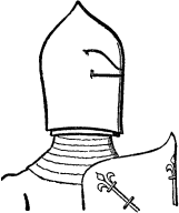 FIG. 571.--Helmet of Hamelin, Earl of Surrey and Warenne (d. 1202). (From MS. Cott., Julius, C. vii.)