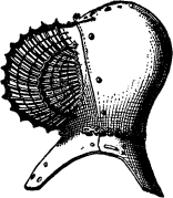 FIG. 606.--"Grid-iron" Helmet (fifteenth century).