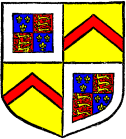 FIG. 756.--Arms of Edward Stafford, Duke of Buckingham (d. 1521): Quarterly, 1 and 4, quarterly, i. and iiii., France ii. and iii., England, within the bordure argent of Thomas of Woodstock; 2 and 3, or, a chevron gules (for Scotland). (From MS. Add. 22, 306.)