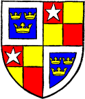 FIG. 773.--Arms of Robert de Vere, Duke of Ireland and Earl of Oxford: Quarterly, 1 and 4 (of augmentation), azure, three crowns or, within a bordure argent; 2and 3, quarterly gules and or, in the first quarter a mullet argent.