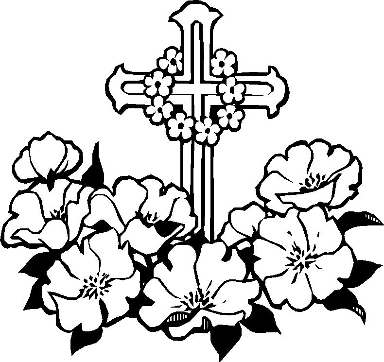 十字架と花