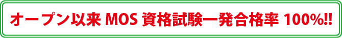 MOS資格試験一発合格率100%