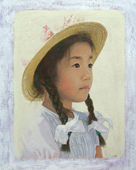 A Girl with Pigtails @/@2009@/@16 x 12.5ins@/@Oil