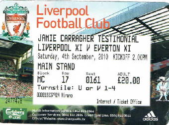 Liverpool XI v Everton XI 04/09/2010(y) 02:00 Main Stand  Block(MC) Row(17) Seat(161) 20.00