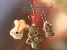 felted Christmas ornaments: angel,gingerbread and Christmas tree tFg̃NX}X