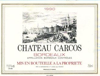 Chateau Carcos wine label pic.