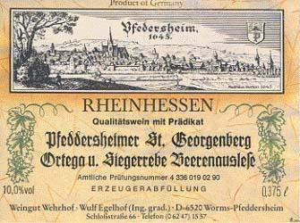 Pfeddersheimer St. Beorgenberg wine label picture