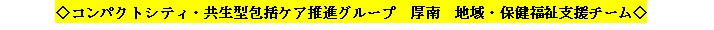 コンパクトシティ・共生型包括ケア推進グループ　厚南　地域・保健福祉支援チーム