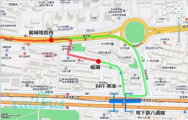 北京BRT2号線、楊閘地図