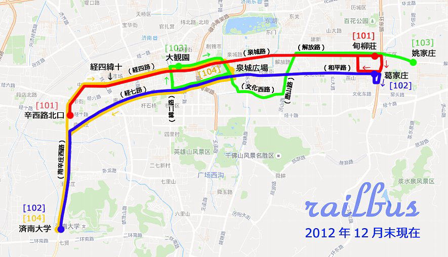 山東省済南市トロリーバス, 系統図
