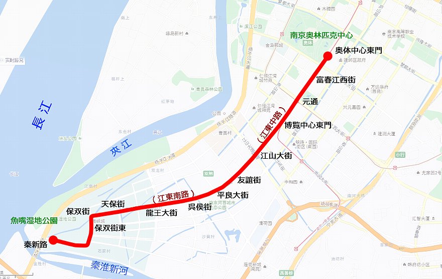 南京河西有軌電車, 路線図