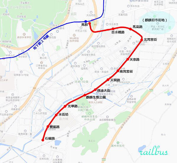 南京麒麟有軌電車路線図