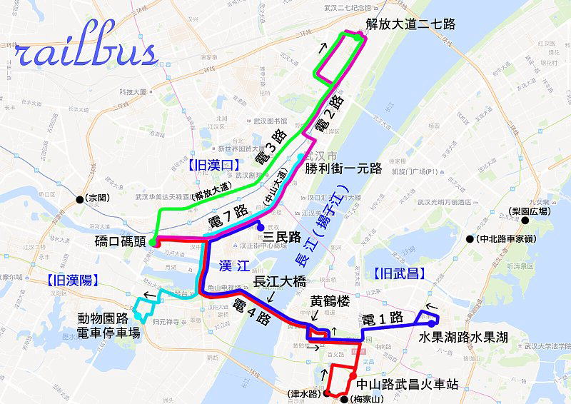 武漢のトロリーバス, 路線図
