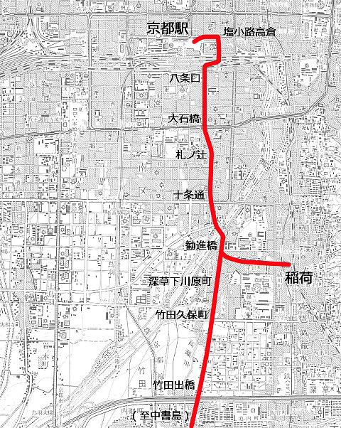 京都市電伏見線地図