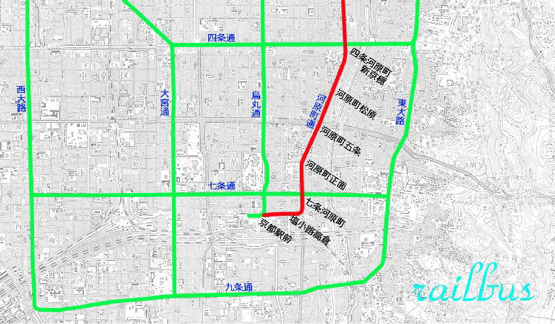 京都市電河原町線路線図
