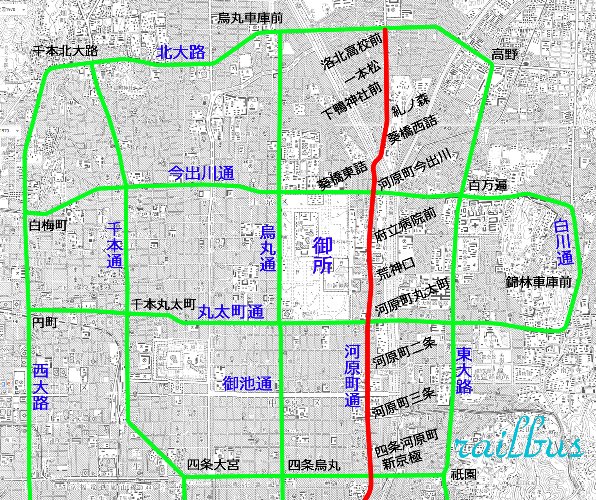 京都市電河原町線路線図