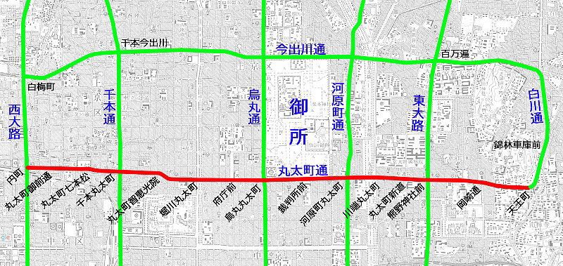京都市電丸太町線路線図