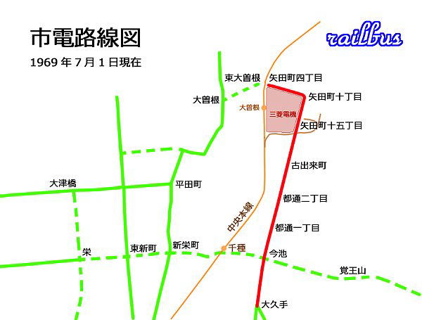 名古屋市電今池付近地図