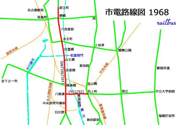 名古屋市電江川線地図