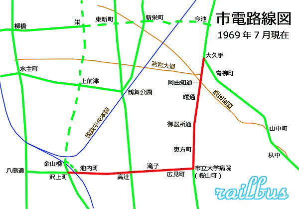 名古屋市電循環東線地図