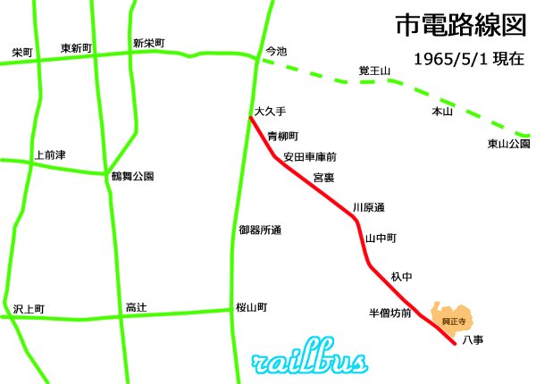 名古屋市電八事線地図