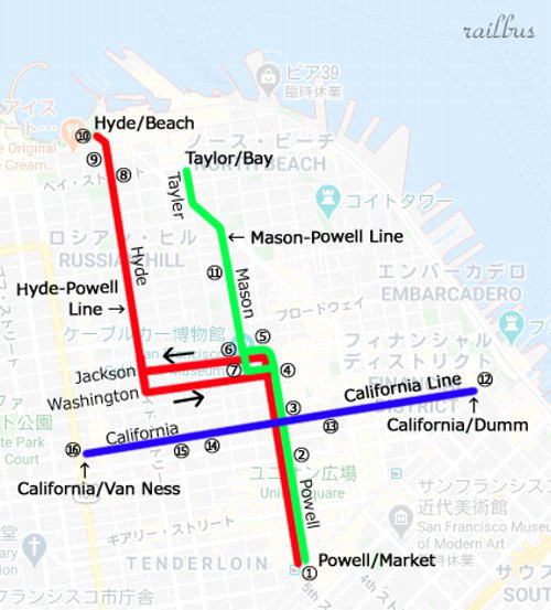 San Francisco Cable Car map