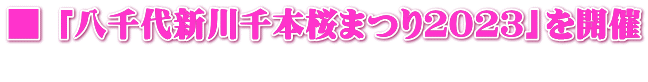 ■ 「八千代新川千本桜まつり２０２３」を開催   