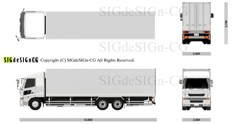 25t大型トラック 10トントラック ４面図 側面図 PNG