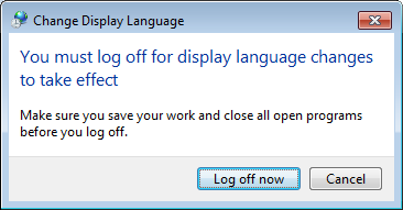 Change Display Language log off