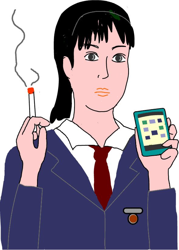タバコを吸う女子高生