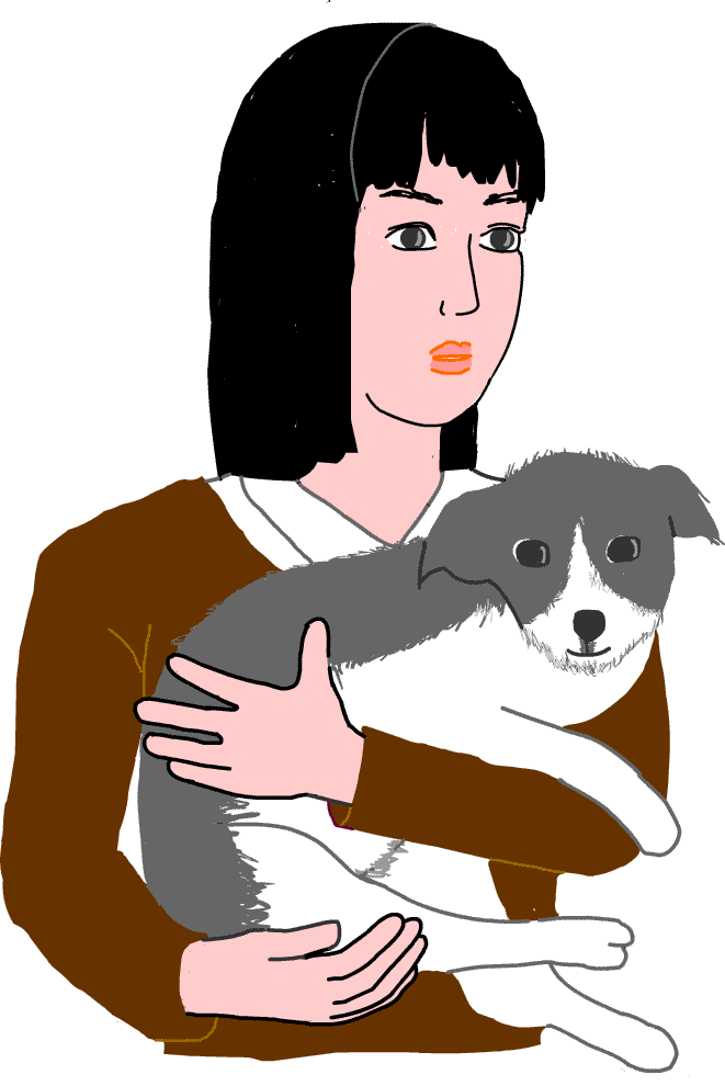犬を抱く女の子