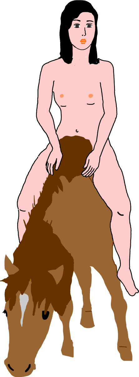ridinng woman in nude
