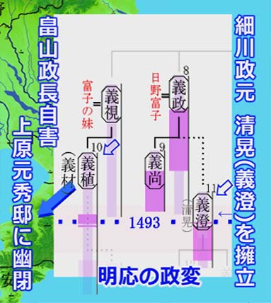 長享の乱：明応2年（1493）明応の政変