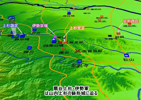 長享の乱：明応3年（1494）10月扇谷上杉・伊勢軍は山内上杉の鉢形城に迫る