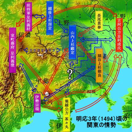 長享の乱：明応3年（1494）頃の関東の情勢