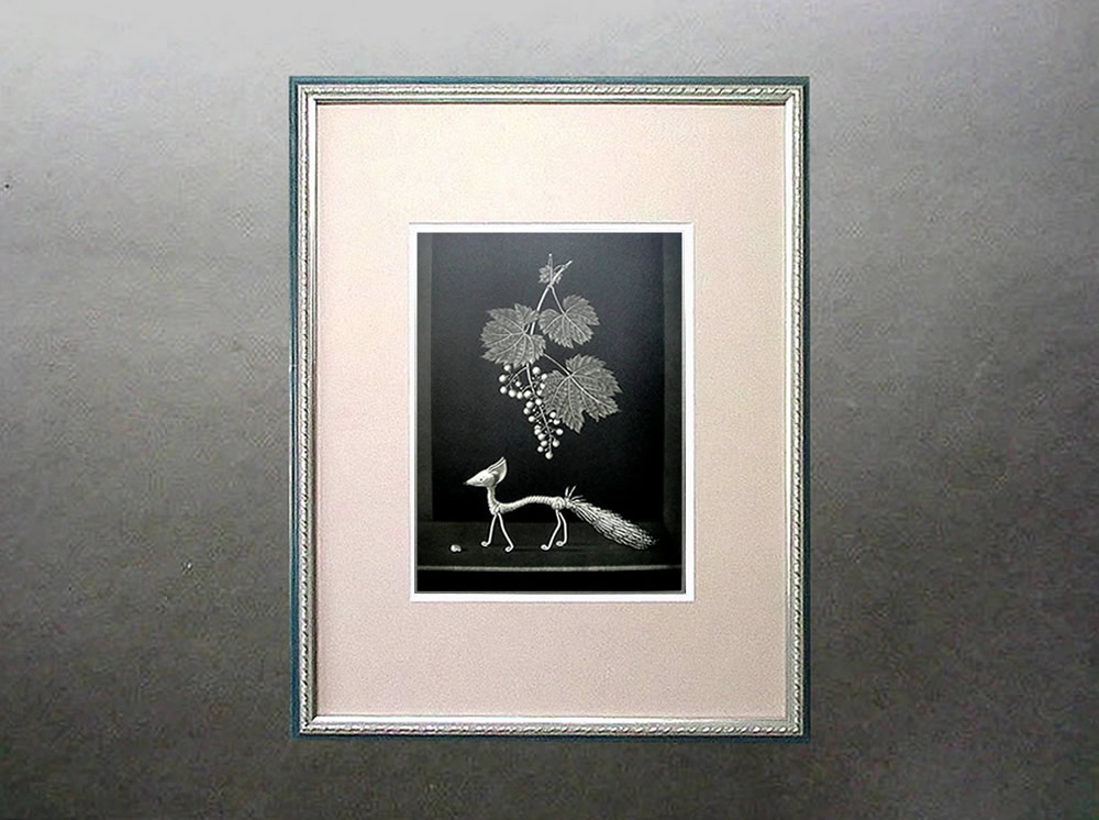 ◇ルーブル美術館 収蔵作家◇ 長谷川潔 銅版画 『 狐と葡萄 』1963年作